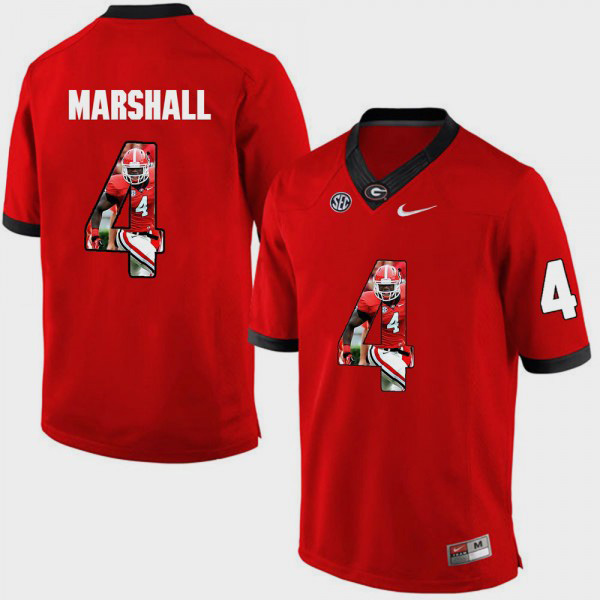 Men's #4 Keith Marshall Georgia Bulldogs For Pictorial Fashion Jersey - Red